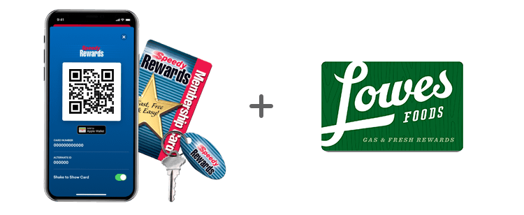 Speedway mobile app logo and Lowes Foods logo
